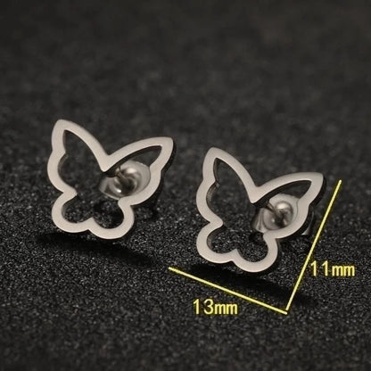 1 Pair Lady Butterfly Plating 304 Stainless Steel 18K Gold Plated Ear Studs