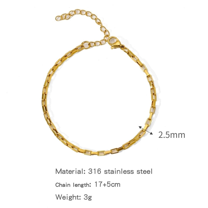 Minimalist Classic Style Geometric 304 Stainless Steel Cable Chain Snake Chain Bracelets In Bulk
