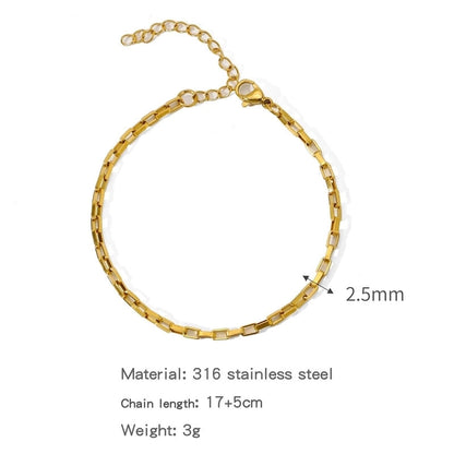 Minimalist Classic Style Geometric 304 Stainless Steel Cable Chain Snake Chain Bracelets In Bulk