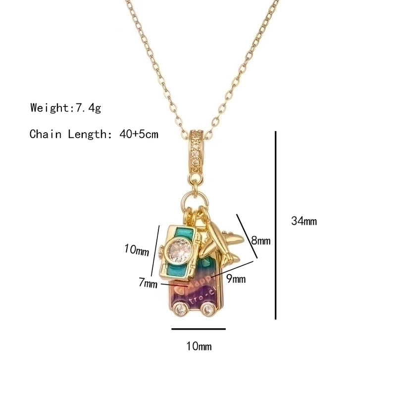 304 Stainless Steel Copper 18K Gold Plated K Gold Plated Cute Inlay Flower Butterfly Acrylic Shell Zircon Pendant Necklace