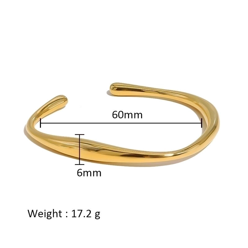 Minimalist Shiny Solid Color 316L Stainless Steel 18K Gold Plated Zircon Bangle In Bulk