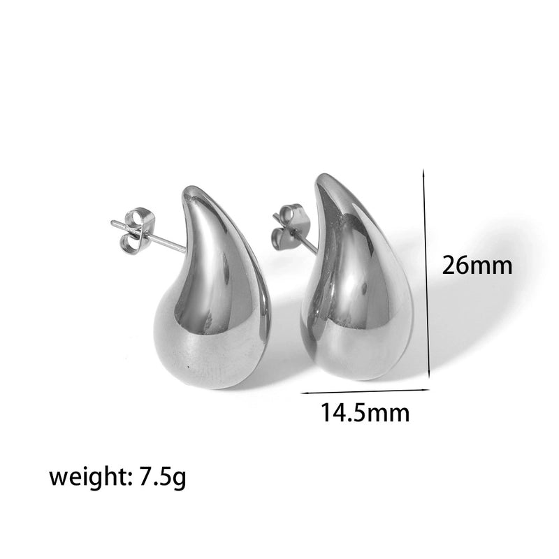 1 Pair Minimalist Water Droplets Plating 304 Stainless Steel 18K Gold Plated Stainless Steel Earrings