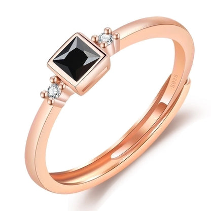 Minimalist Solid Color Copper Plating Inlay Artificial Diamond Rings 1 Piece