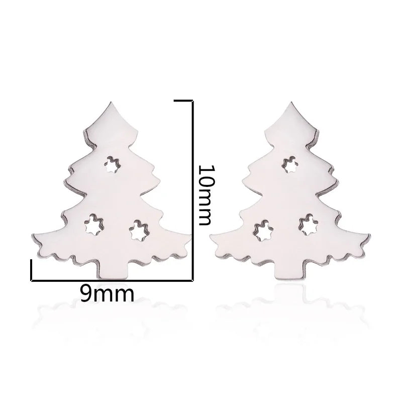 1 Pair Fashion Christmas Tree 304 Stainless Steel 18K Gold Plated Ear Studs