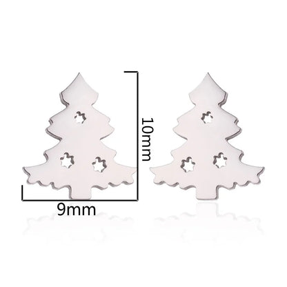 1 Pair Fashion Christmas Tree 304 Stainless Steel 18K Gold Plated Ear Studs