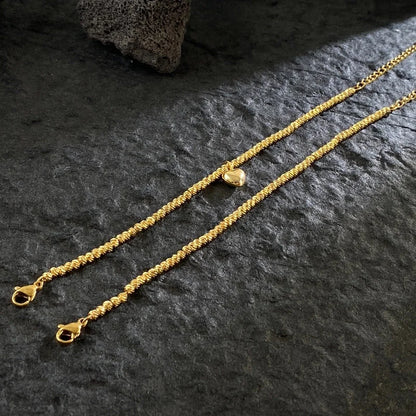 Minimalist Heart Shape Solid Color Titanium Steel 18K Gold Plated Bracelets In Bulk