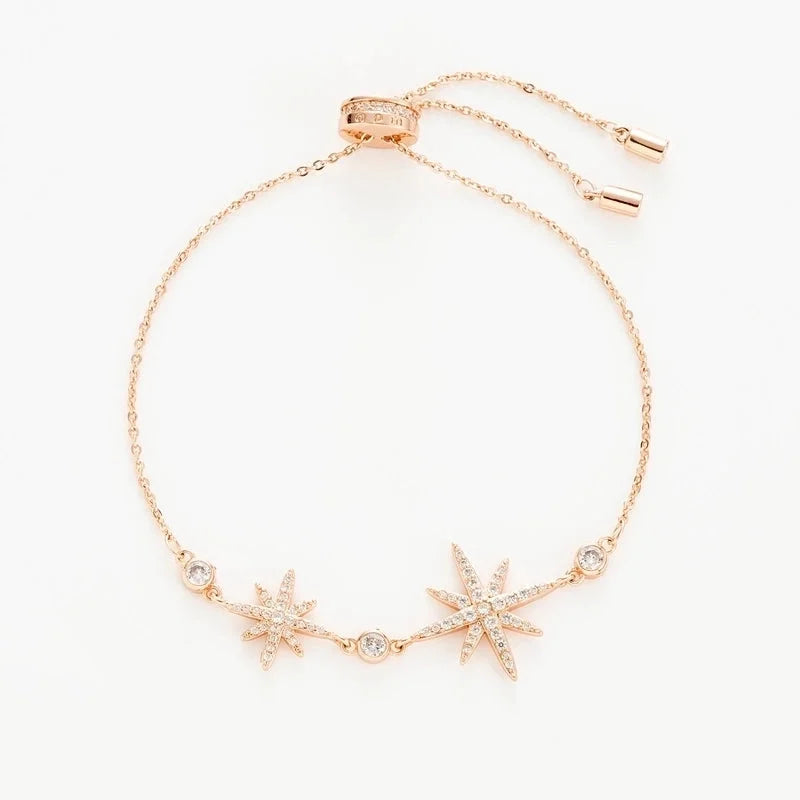 Copper Elegant Gold Plated Leaves Heart Shape Zircon Bracelets