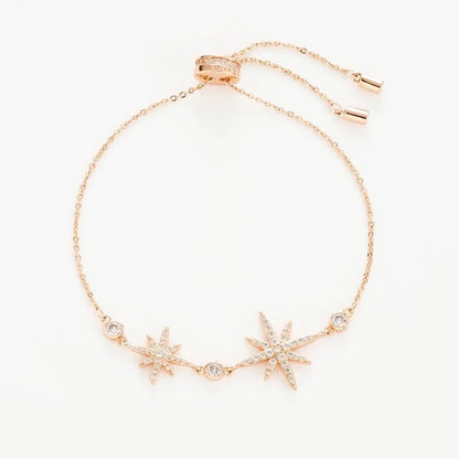 Copper Elegant Gold Plated Leaves Heart Shape Zircon Bracelets