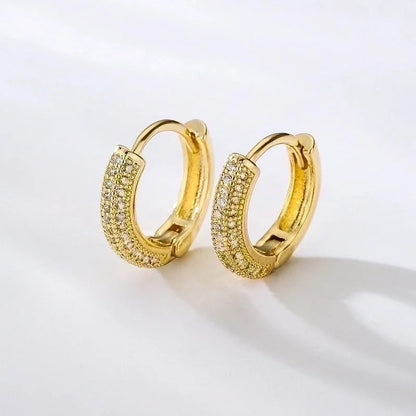 1 Pair Fashion Geometric Gold Plated Copper Zircon Gold Plated Hoop Earrings