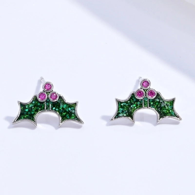 1 Pair Casual Sweet Minimalist Ice Cream Cherry Pineapple Enamel Copper Zircon 18K Gold Plated Ear Studs