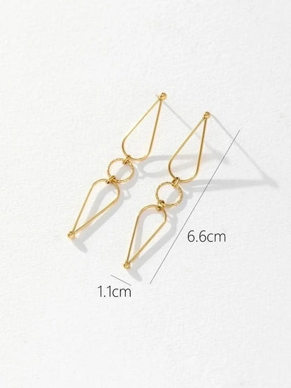 1 Pair Elegant Lady Modern Style Round Leaves Tassel Plating Titanium Steel 18K Gold Plated Drop Earrings