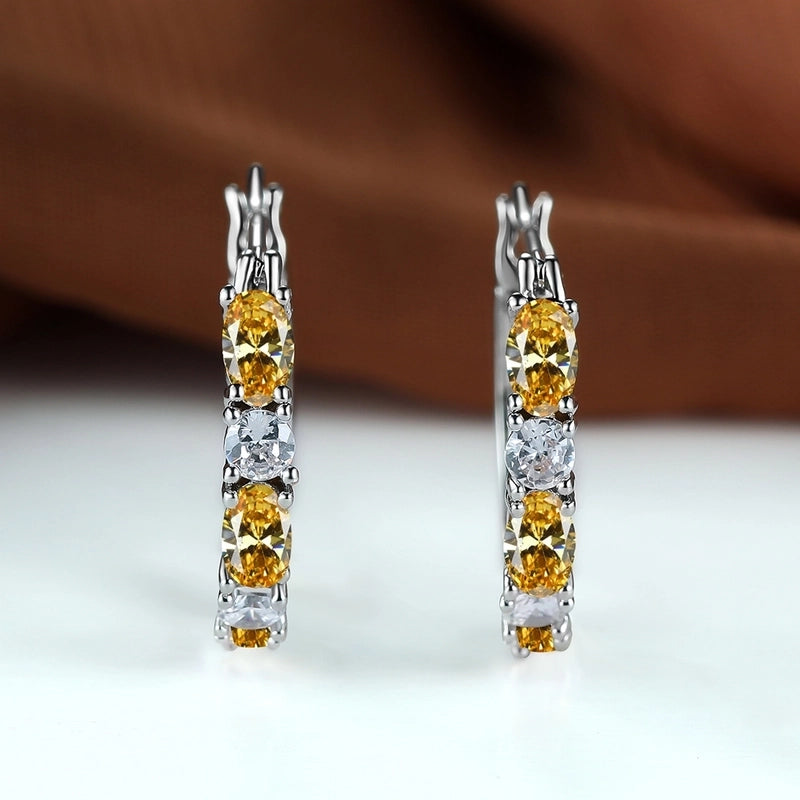 1 Pair Fashion Geometric Copper Inlay Zircon Earrings