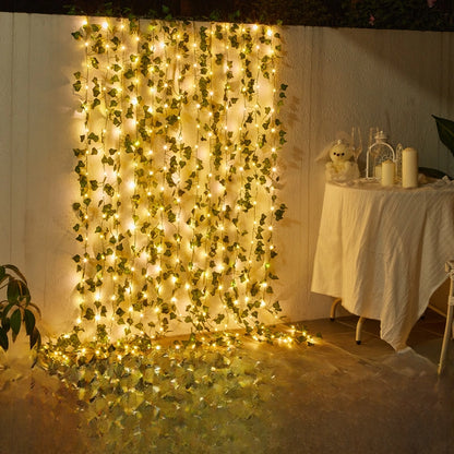 Led Light String Simulation Leaf Rattan Light String Maple Leaf Green Rattan Copper Wire Light String Festive Christmas Lights