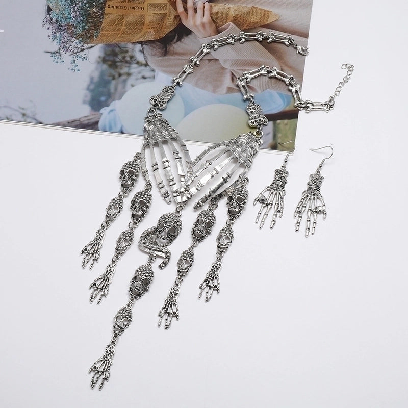 Retro Exaggerated Unforgettable Skull Alloy Plating Halloween Women's Earrings Necklace