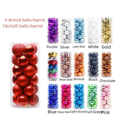Factory In Stock 24Pcs Christmas Plastic Colored Ball Barrel Shopping Mall Holiday Party Pendant Christmas Tree