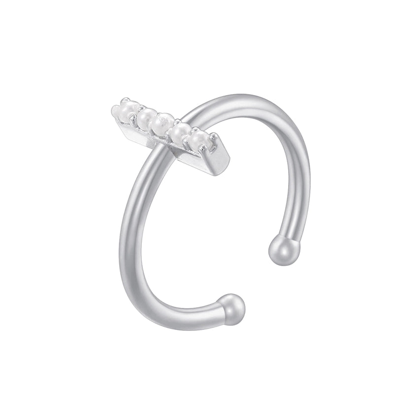 Copper 18K Gold Plated Plating Inlay Letter Artificial Pearls Open Rings