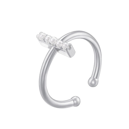 Copper 18K Gold Plated Plating Inlay Letter Artificial Pearls Open Rings