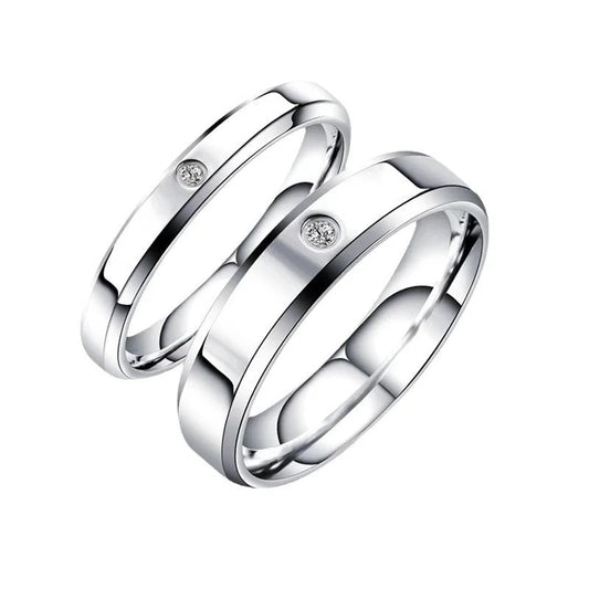 Titanium Steel Minimalist Geometric Inlay Carving Rhinestones Rings