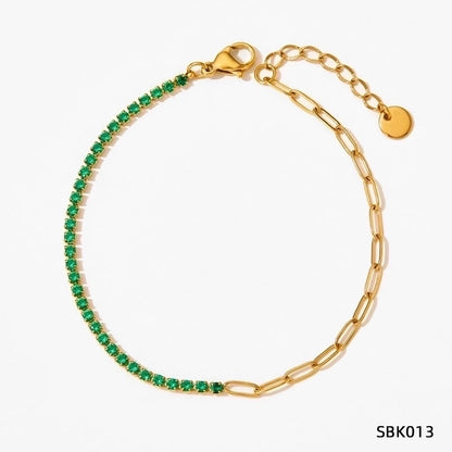 Minimalist Rhombus 304 Stainless Steel Plating Inlay Zircon Women's Bracelets