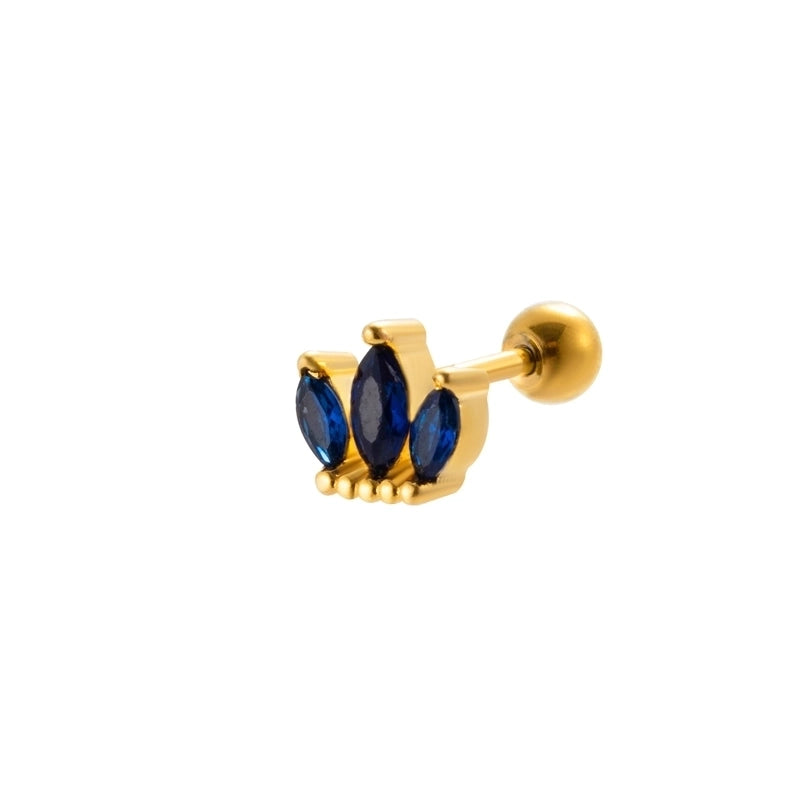 1 Piece Ear Cartilage Rings & Studs Sweet Crown Flower Butterfly 316L Stainless Steel Copper Plating Inlay Zircon