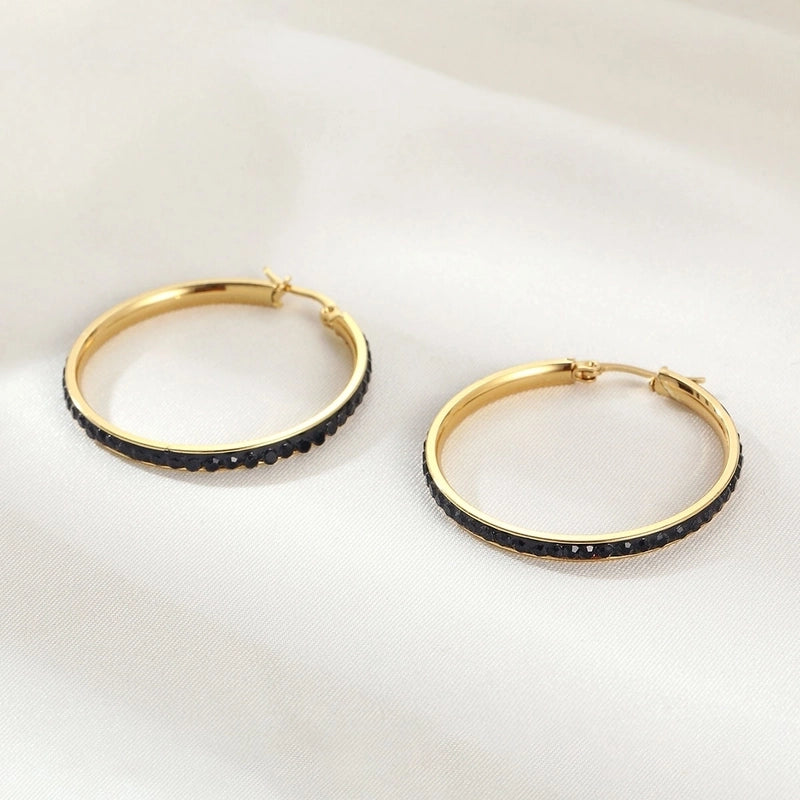1 Pair Elegant Minimalist Streetwear Round 304 Stainless Steel 18K Gold Plated Stainless Steel Earrings