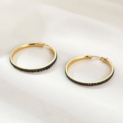 1 Pair Elegant Minimalist Streetwear Round 304 Stainless Steel 18K Gold Plated Stainless Steel Earrings