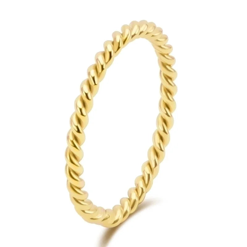 Fashion Solid Color Stainless Steel Handmade 18K Gold Plated Plating Rings