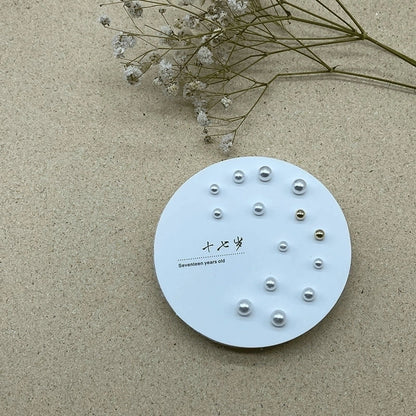 2 Pieces Minimalist Commute Geometric Inlay Copper Zircon Drop Earrings