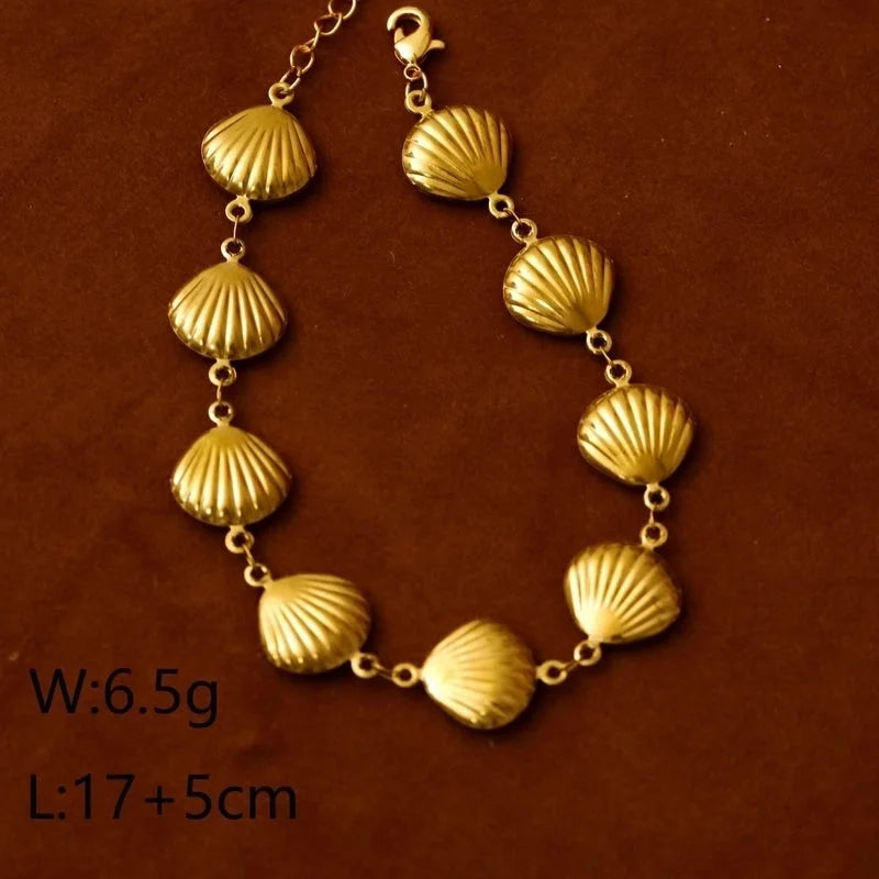 Vacation Beach Starfish Shell 304 Stainless Steel Zircon 18K Gold Plated Plating Stainless Steel Jewelry Sets