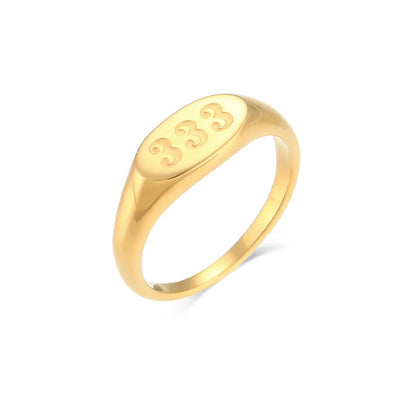 Women Fashion Number Text Letter Stainless Steel 18K Gold Plated Rings