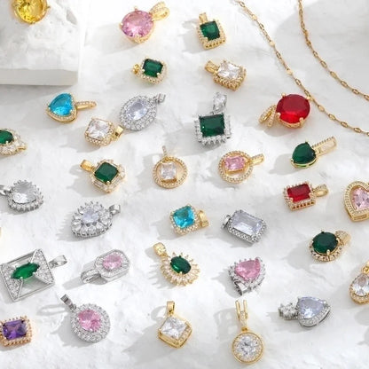 Vintage Style Geometric Stainless Steel Plating Inlay Zircon Pendant Necklace