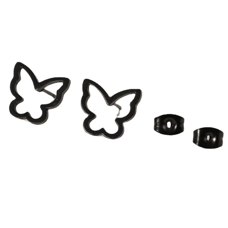 1 Pair Lady Butterfly Plating 304 Stainless Steel 18K Gold Plated Ear Studs