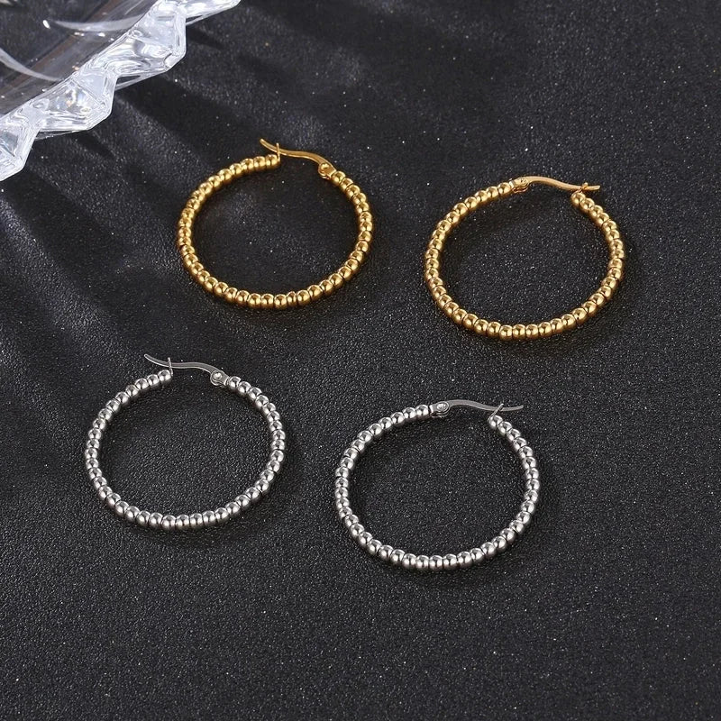 1 Pair Fashion Round Plating 304 Stainless Steel 18K Gold Plated Hoop Earrings