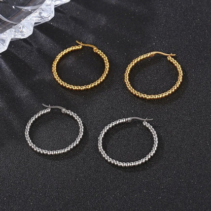 1 Pair Fashion Round Plating 304 Stainless Steel 18K Gold Plated Hoop Earrings