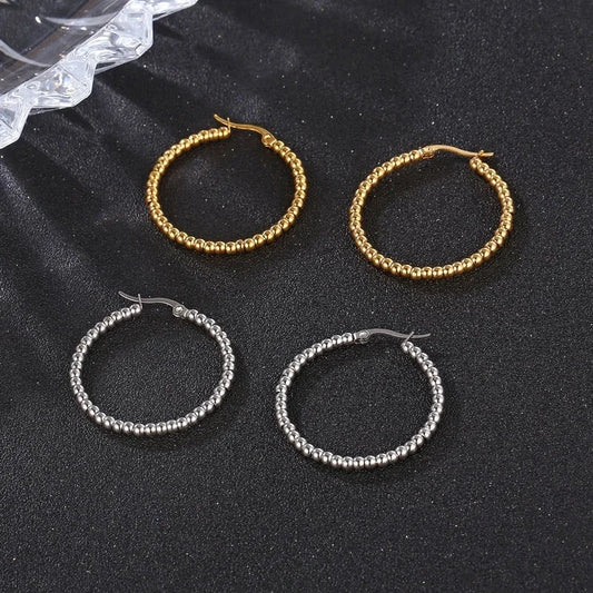 1 Pair Fashion Round Plating 304 Stainless Steel 18K Gold Plated Hoop Earrings