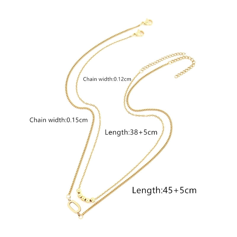 2 Pcs/set Gold Classic Fashion Initial Letter Copper Bead Stainless Steel Bracelet Women Necklace Suit