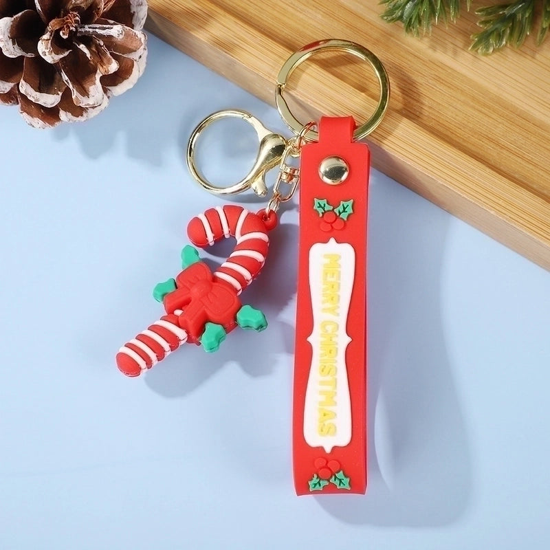 Cute Christmas Tree Santa Claus Elk PVC Metal Christmas Women's Bag Pendant Keychain