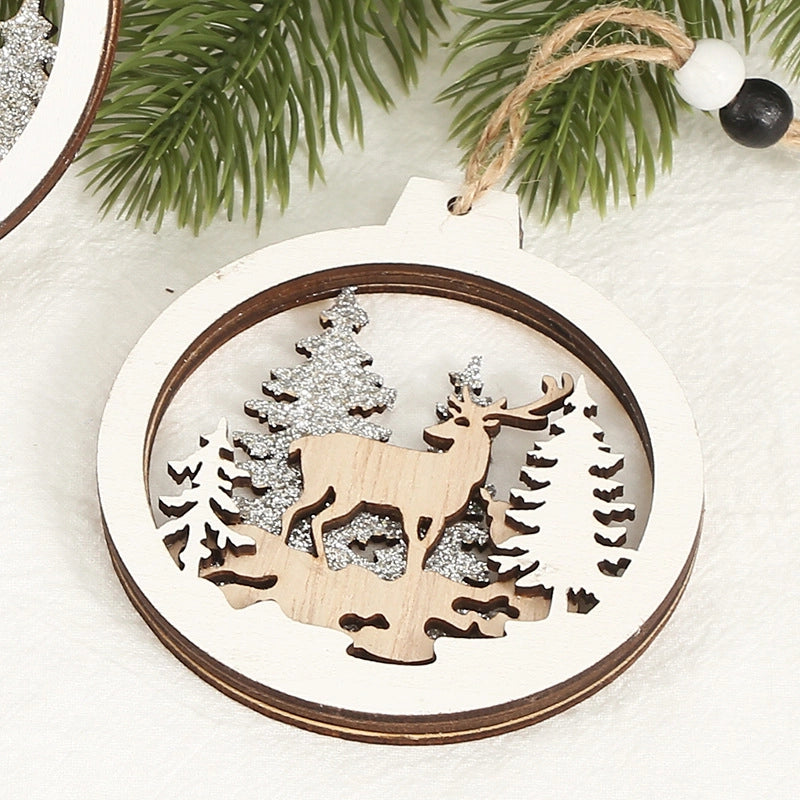 Spot New Creative Christmas Decorative Wooden Crafts Hollow Christmas Tree Decorative Wooden Products Small Pendant