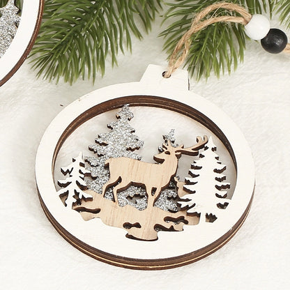 Spot New Creative Christmas Decorative Wooden Crafts Hollow Christmas Tree Decorative Wooden Products Small Pendant