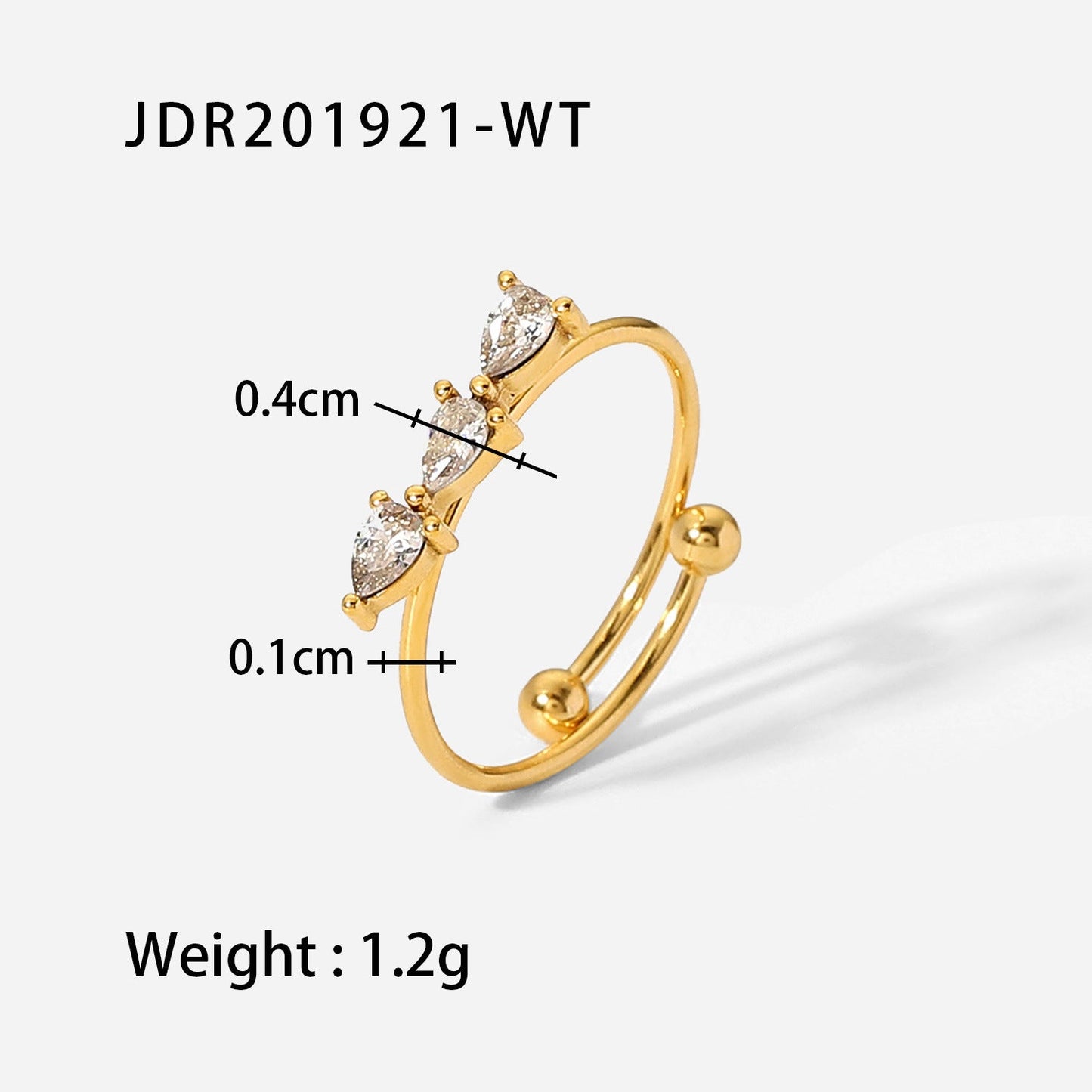 Women IG Style Square Irregular Heart Geometric Stainless Steel 18K Gold Plated Rings