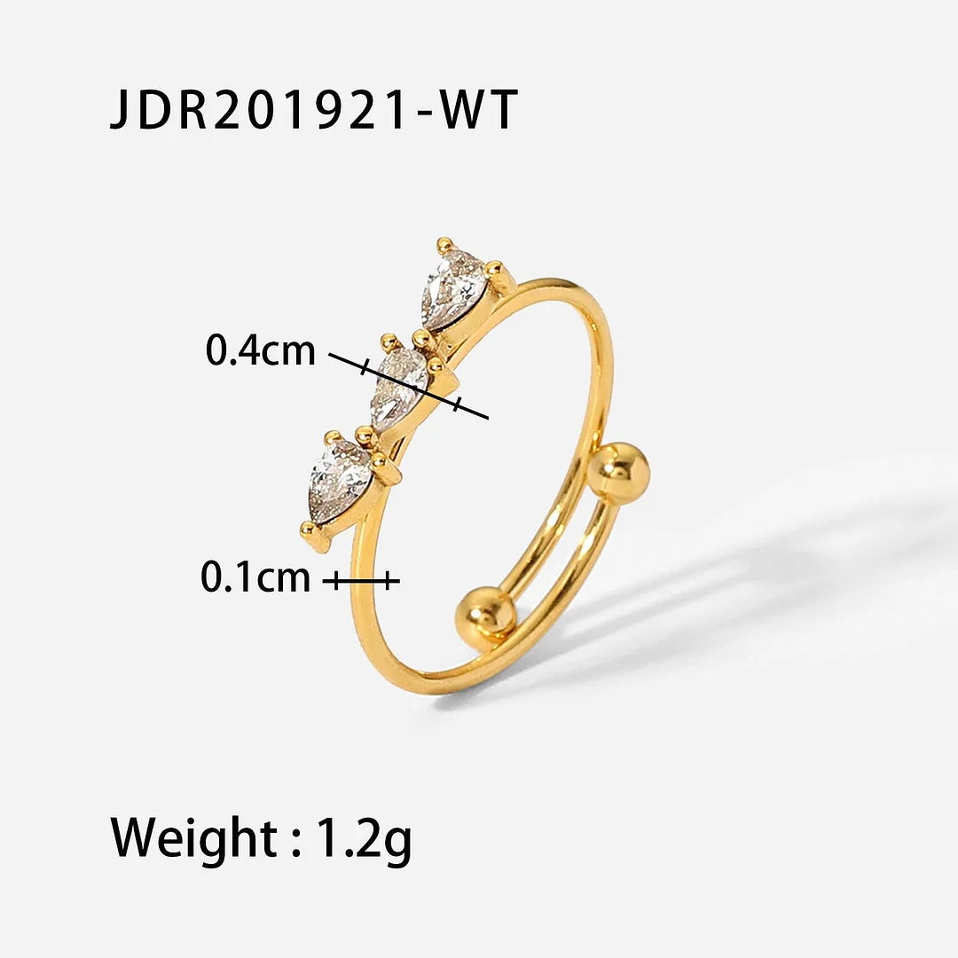 Women IG Style Square Irregular Heart Geometric Stainless Steel 18K Gold Plated Rings