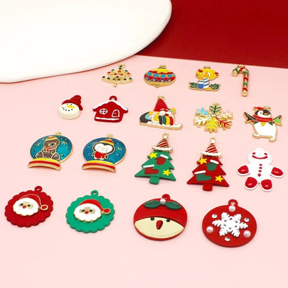 10 PCS/Package 17 * 21mm 17 * 22mm 19 * 24mm Alloy Rhinestones Penguin Christmas Tree Snowman Pendant Jewelry Accessories