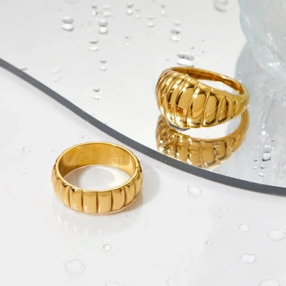 3 Pieces Casual Solid Color 316 Stainless Steel 16K Gold Plated White Gold Plated Gold Plated Plating Rings
