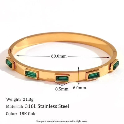 Classic Style Devil\'s Eye Stainless Steel Plating Inlay Rhinestones 18k Gold Plated Bangle