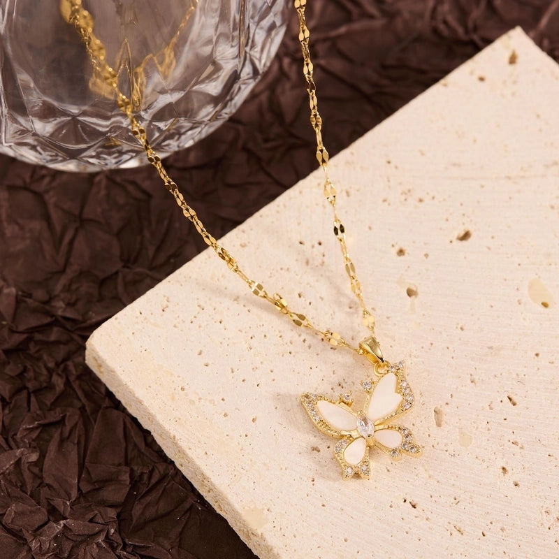 Titanium Steel Copper Leaf Heart Shape Pendant Necklace