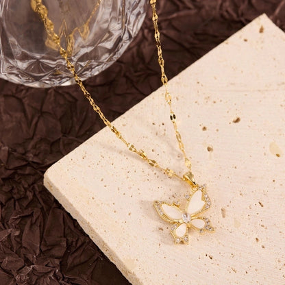 Titanium Steel Copper Leaf Heart Shape Pendant Necklace