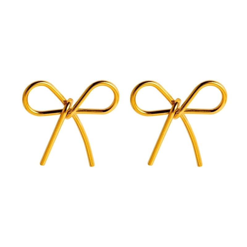 1 Pair Basic Modern Style Classic Style Bow Knot Plating Titanium Steel Ear Studs