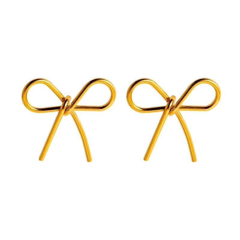 1 Pair Basic Modern Style Classic Style Bow Knot Plating Titanium Steel Ear Studs