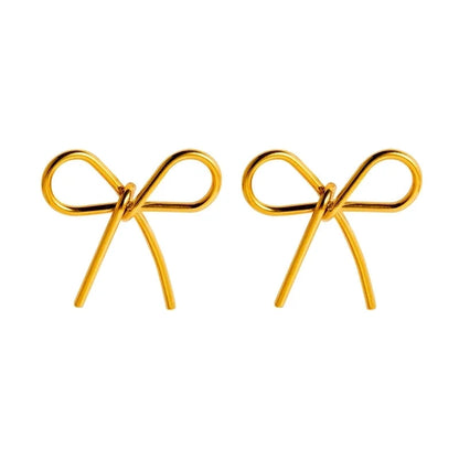 1 Pair Basic Modern Style Classic Style Bow Knot Plating Titanium Steel Ear Studs