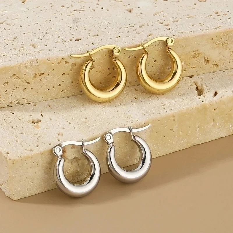 1 Pair Minimalist Geometric 304 Stainless Steel 18K Gold Plated Earrings Ear Studs